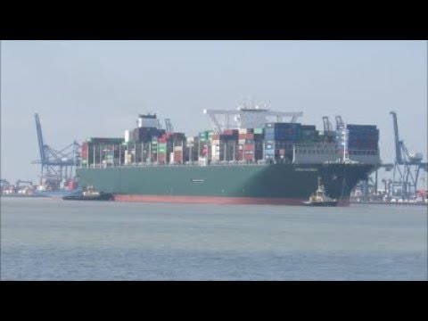 Evergreen's largest and newest vessel, Ever Golden arrives to Felixstowe on her maiden voyage 200518