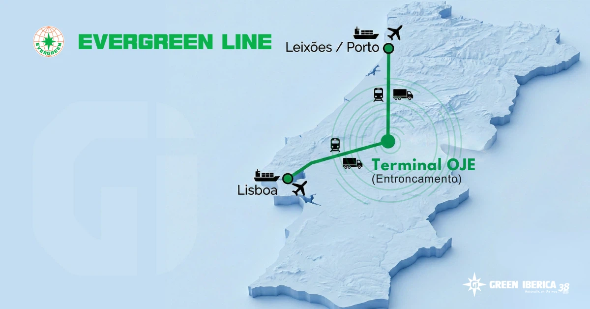 evegreen no terminal OJE no entroncamento, centro de portugal. para os clientes da região